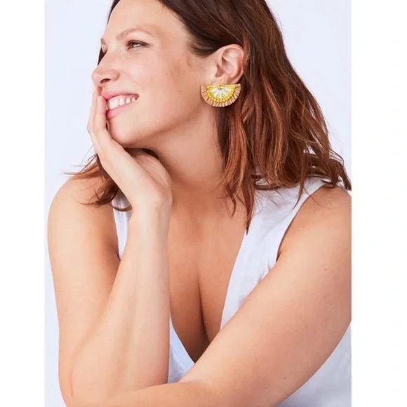 :: S&D🍋LTD EDITION Raffia🍋Lemon Drop Earrings - Picture 3 of 10